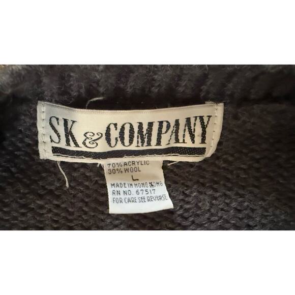 Vintage SK & Company Wool Blend Cardigan Sweater L Hong Kong 80s  Floral Boho - Picture 5 of 9